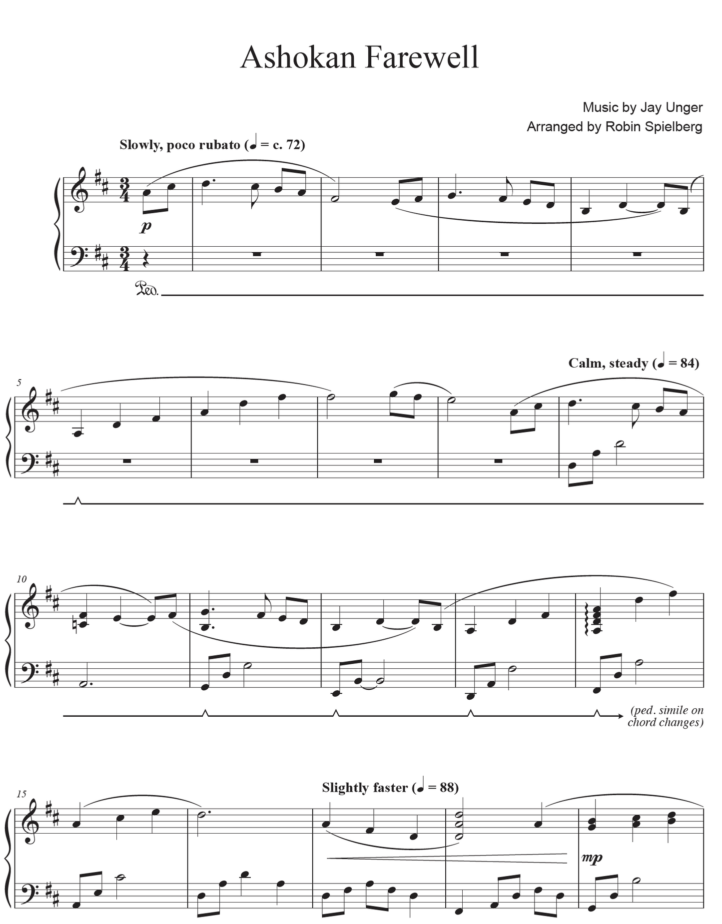Ashokan Farewell - PDF Sheet Music Single
