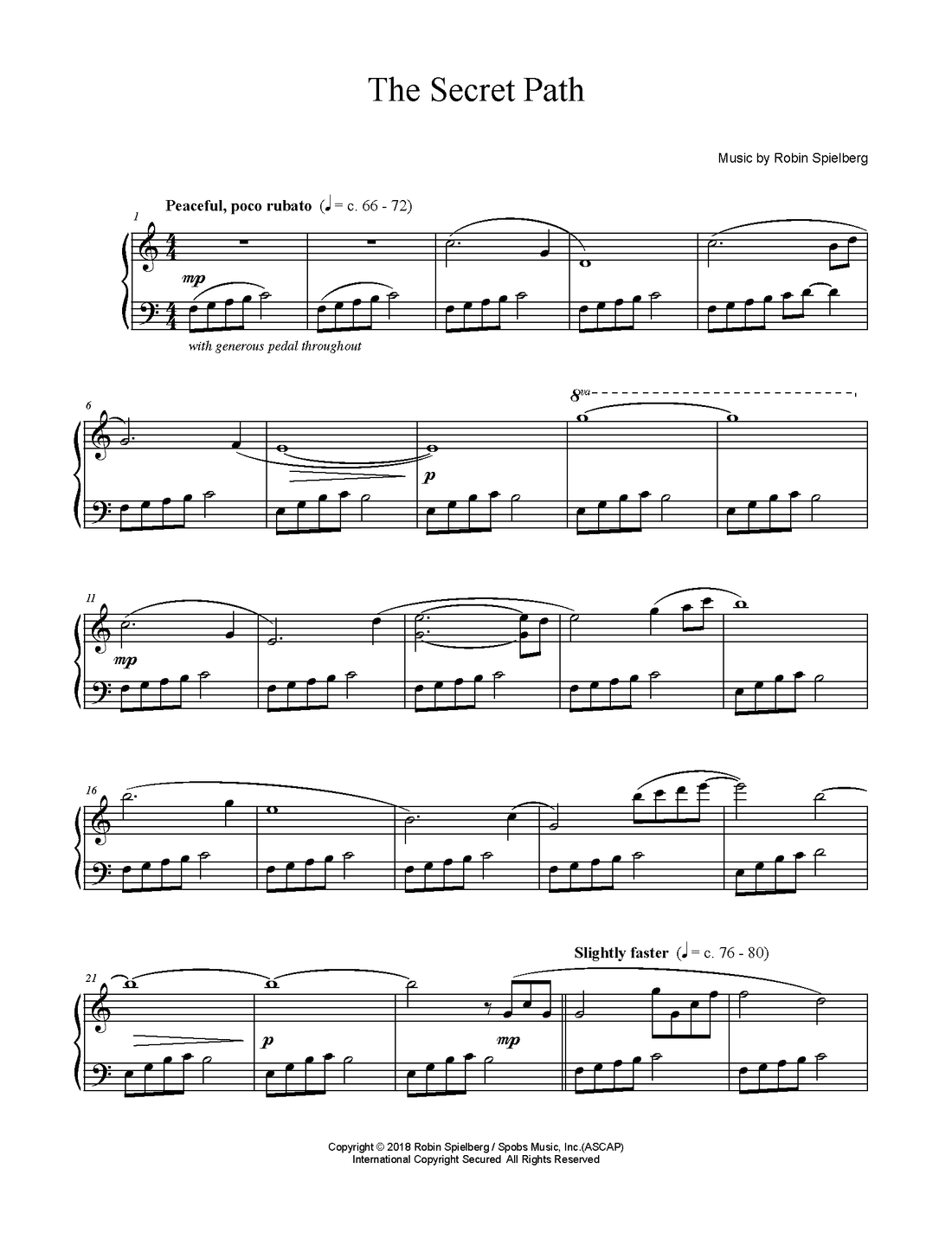 The Secret Path ~ Robin Spielberg ~ Piano Music Store